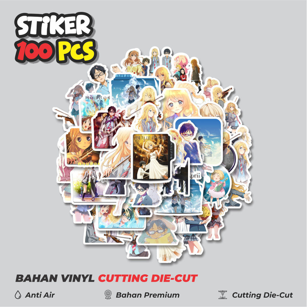 

Terbaru! 50 pcs Stiker Anime Series Your Lie In April Mix Dekorasi Lucu Kreatif untuk Notebook, Skateboard, HP