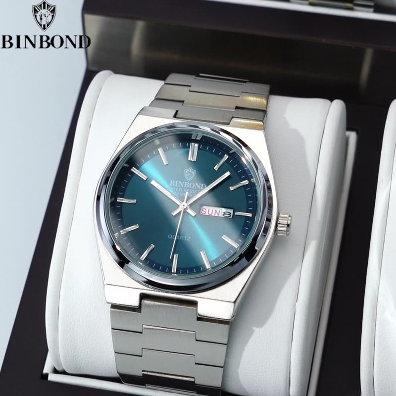 BINBOND Fashion New Men Business Watch Leisure Quartz Stainless Steel Buckle Watches Waterproof Lumi