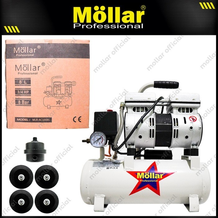 MOLLAR AC1008S KOMPRESOR UDARA TANPA OLI - SILENT OILLESS AIR COMPRESSOR - NEXTOOLS