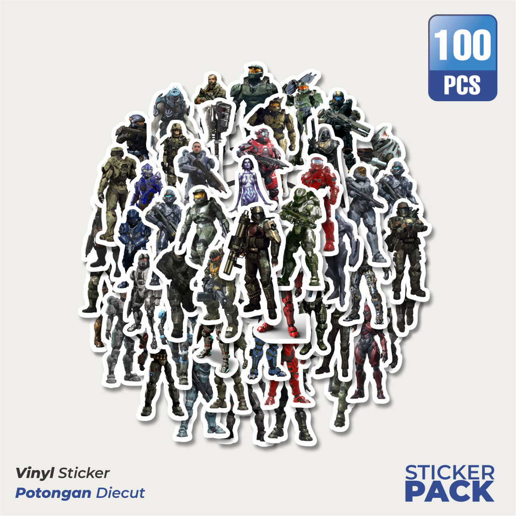 

MURAH 100 PCS Stiker Game Series Halo Karakter Mix 2 Waterproof Aesthetic- Untuk Laptop, Motor, dan Helm - Paper Stationery Pack