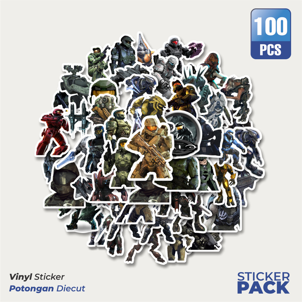 

MURAH 100 PCS Stiker Game Series Halo Karakter Mix 7 Waterproof Aesthetic- Untuk Laptop, Motor, dan Helm - Paper Stationery Pack