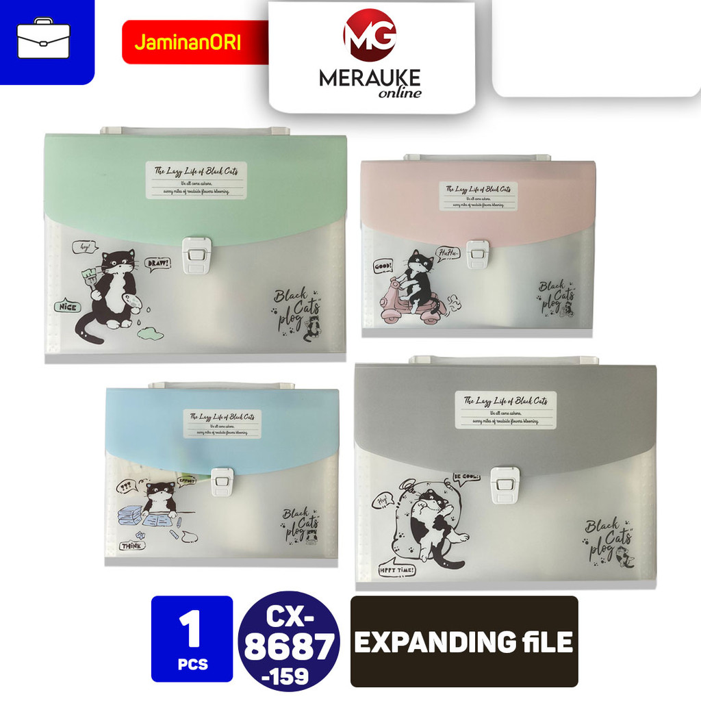 

LITTLE SHELL Expanding File Map Organizer Black Cat 8687 159 A4