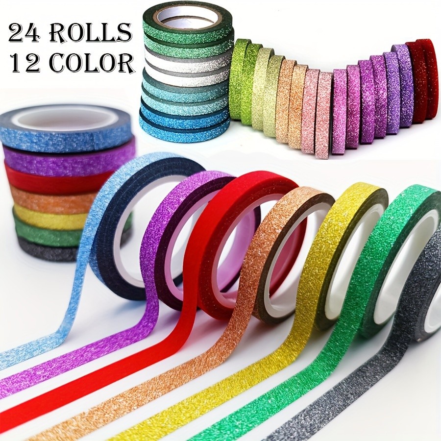 

Glitter Washi Tape Set - Scrapbook Supplies - Aesthetic Washi Tape Set - Journal Supplies - Slim Washi Tape Set - Creative journ