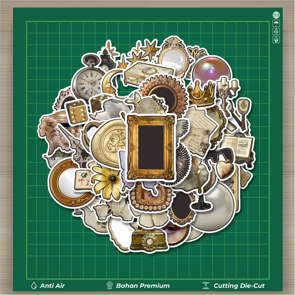 

HOT 50 PCS STIKER Stiker Golden Royality Colored Retro Aesthetic Mix 1 Stiker Fashion Cars Decal Dingin Kartu Album Custom Vinyl Anti Air- Sticker Aesthetic Buku Journal Koper Casing HP Tablet Laptop Helm Motor Botol Minum
