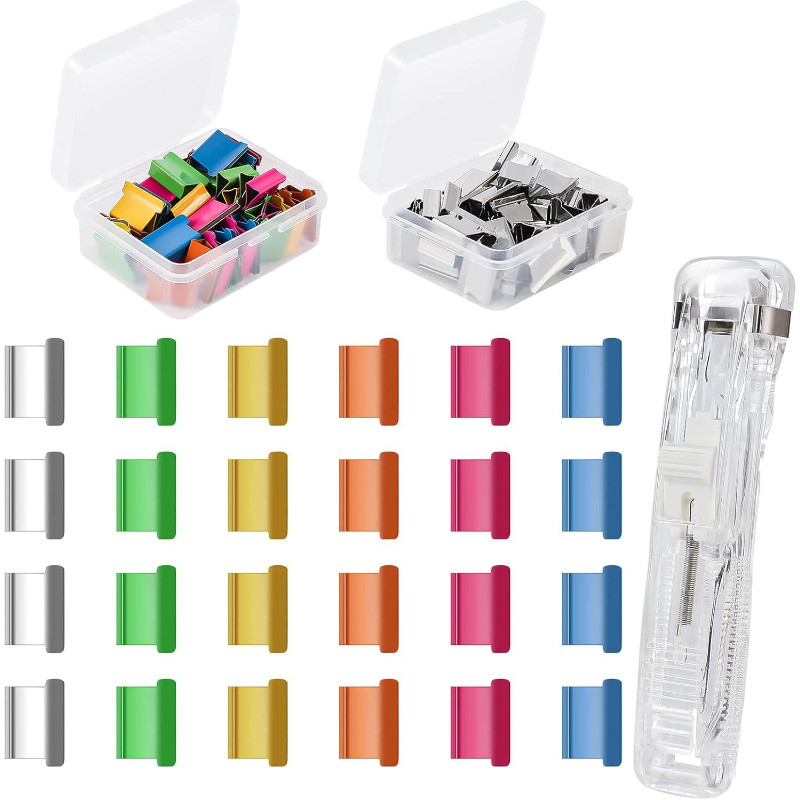 

Staple Metal Clip Push Hand Paper Clipper with Refill Fixing Organizing Stapler Reusable Push Clamp for Document File