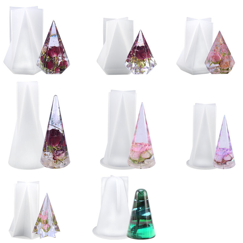 

8Styles Ring Holder Cone Resin Molds Pyramid Silicone Mold for Resin Casting DIY Jewelry Ring Display Stand Candle Making Crafts
