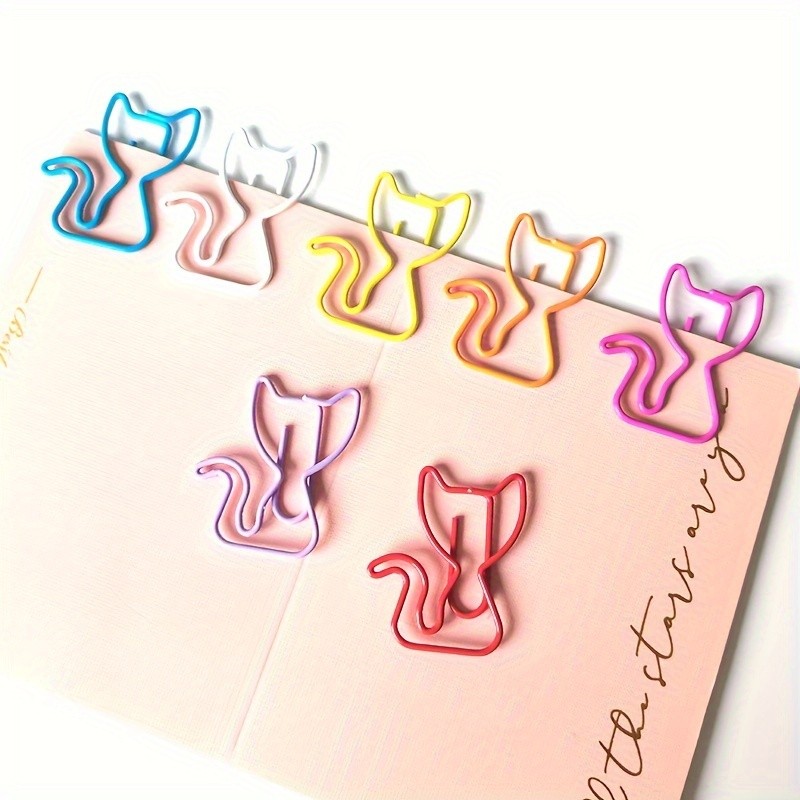 

7 Colors Cat Styling Paper Clips 20 Pack - Fun Metal for School and Home office supplies