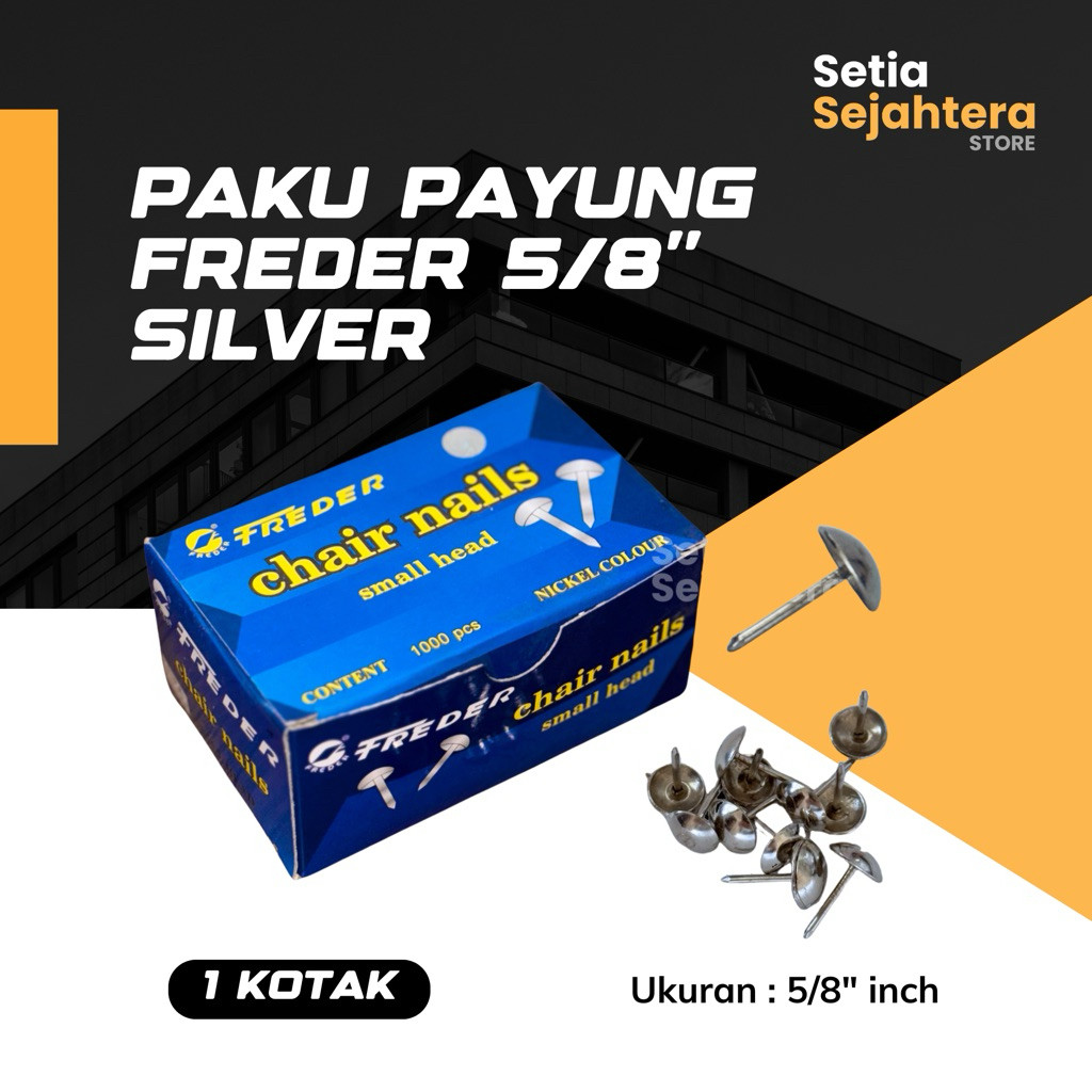 FREDER Paku Payung Kecil Pines Chair Nails 5/8 inch Silver Cokelat Kembang Bunga - 1 kotak