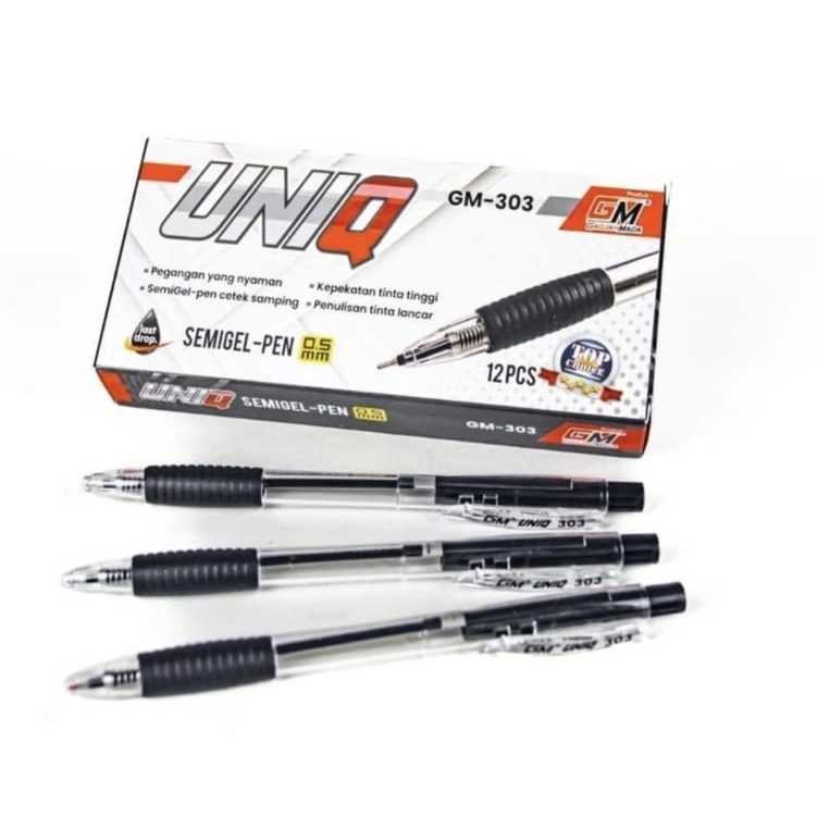 

Pulpen Pena Cetek Semi Gel Gm-303 Tinta Hitam Isi 12 Pcs Per Box - Smooth Writing