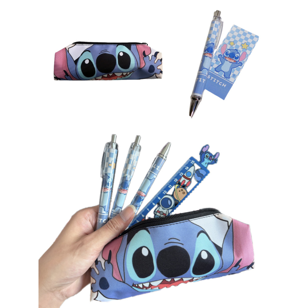 

1/8pcs Stitch Cartoon Pencil Case -Durable Polyester, Unisex Gift-Ready Stationery Organizer For Students