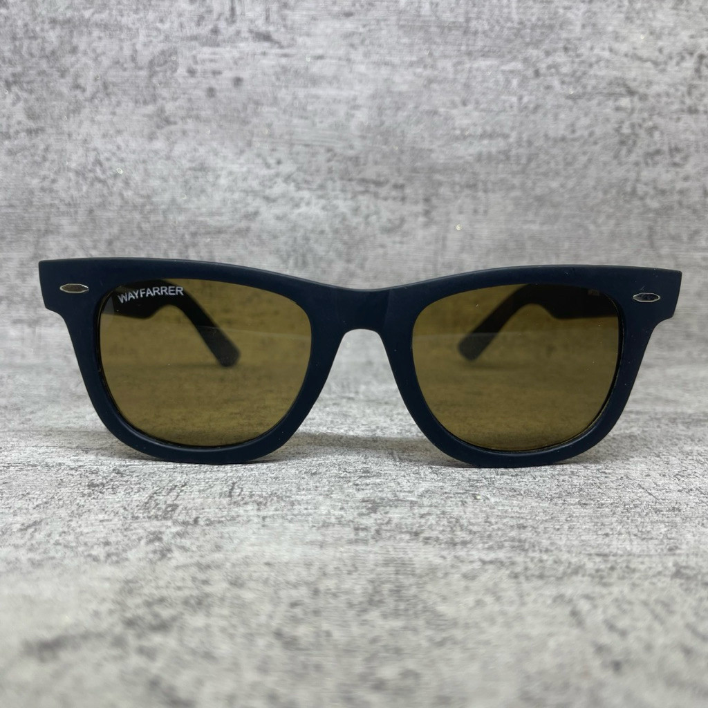 Kacamata Wayfarer Hitam Doff Lensa Coklat Engsel Besi