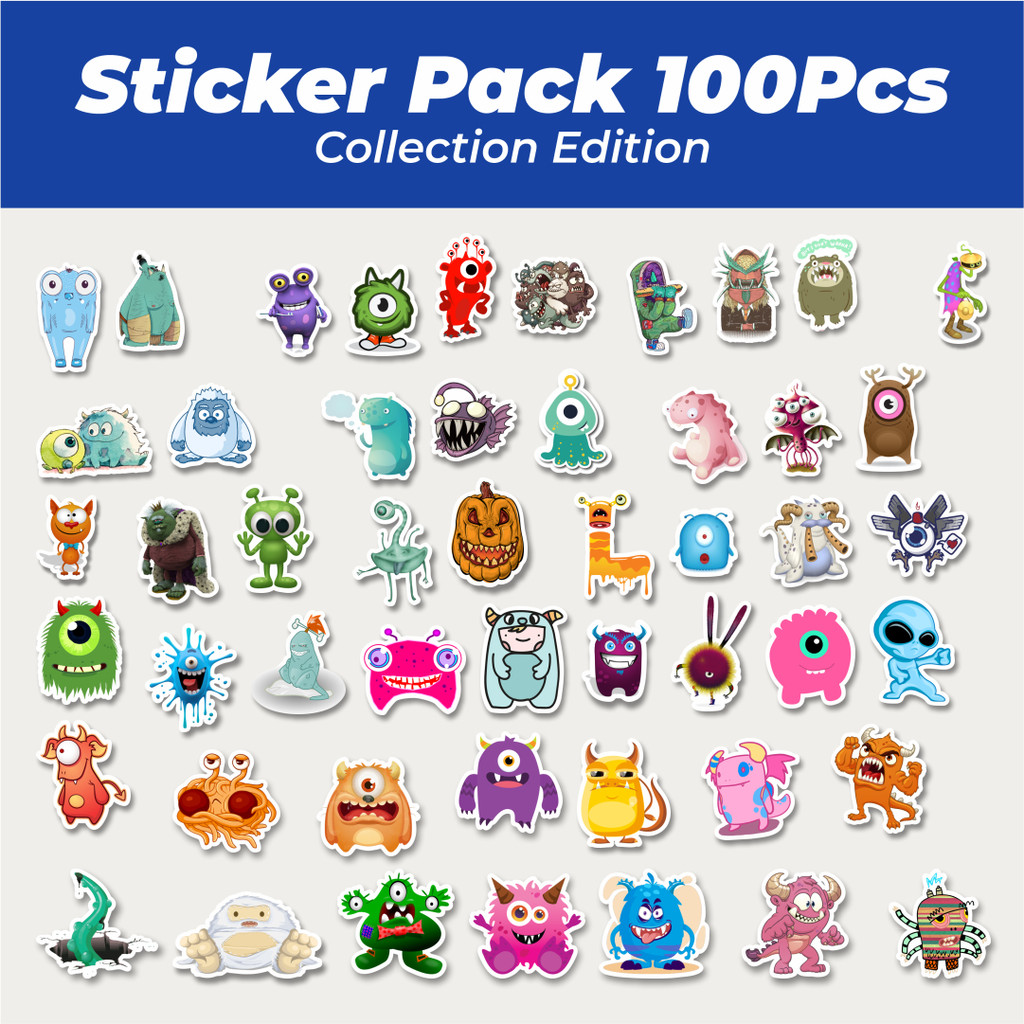 

Hot Stiker Monster Art Illustration Karakter Mix 6 Lucu Anti Air Stikers Berperekat Waterproof Sticker Decal Buat Motor Helm Buku Journal Koper Casing HP Laptop Botol Minum