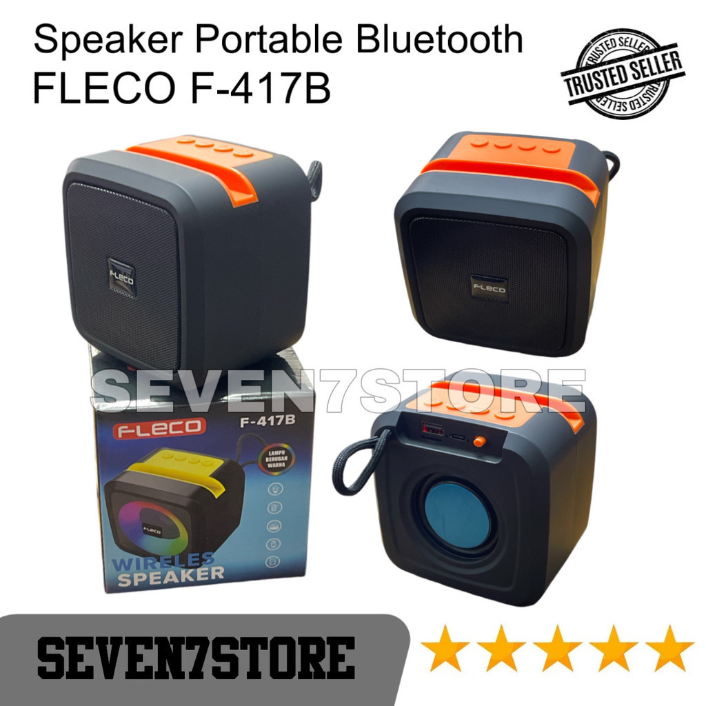 Speaker Bluetooth Wireless Full Bass Fleco F 417B Radio USB TF Card