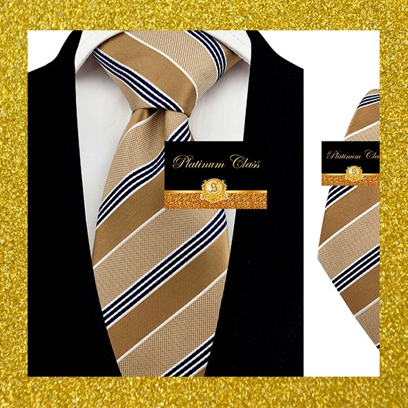 Dasi coklat muda susu kombinasi garis platinum class