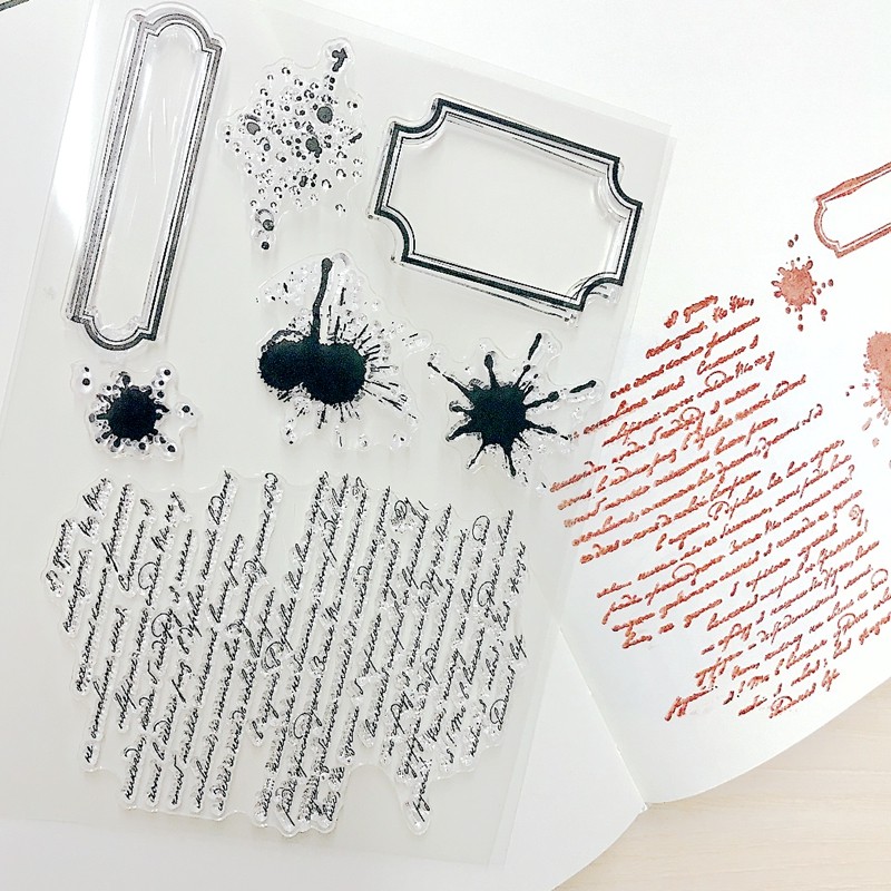 

Handwriting Drop Ink Mark Art Scrapbooking Clear Stamps for Junk Journal Background Decoration Craft Supplies Paragraph Design