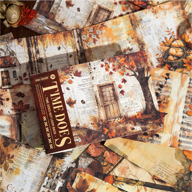 

30 Sheets Vintage Material Album Background Paper DIY Decoration Colored Paper Scrapbooking Junk Journal Stationery Supplies