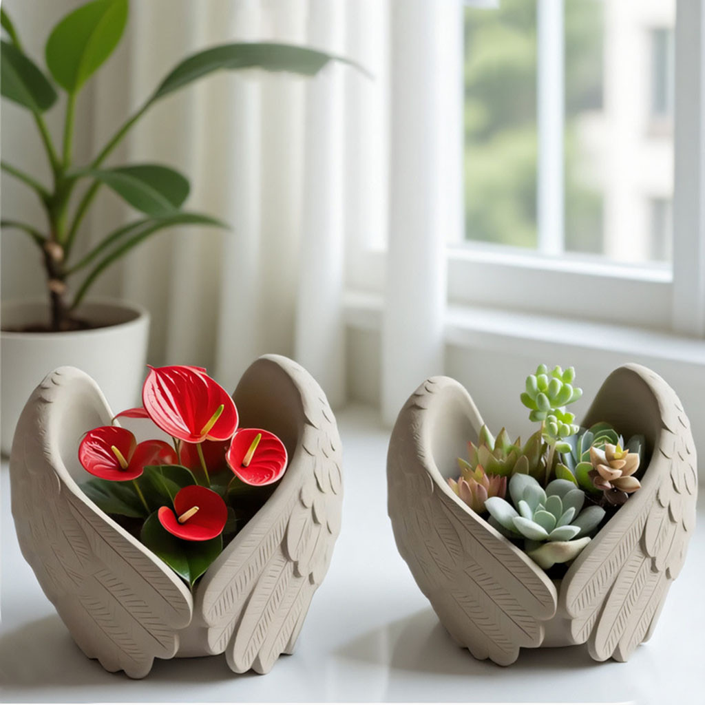 

Angel Wings Silicone Mold DIY Gypsum Flowerpot Mould Wings Candle Holder Molds Succulent Flower Pot Concrete Storage Jar Moulds