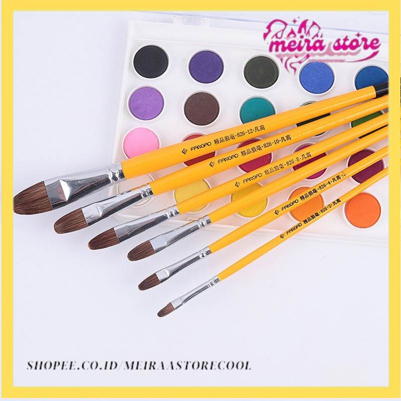 

1pcs/6Pcs Drawing Art Supplies Pen Wolf Hair Paint Brush Professional Watercolor Acrylic Wooden Handle Painting Brushes
