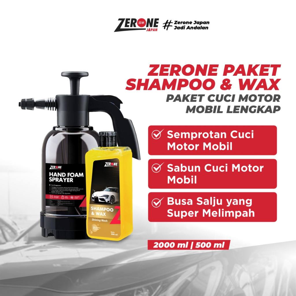 Semprotan Cuci Motor Spray Zerone Japan Paket Lengkap Sabun Cuci Mobil