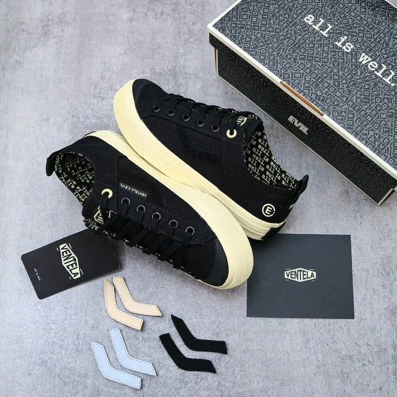 XD34ED [PROMO] Sepatu Ventela x Evil x Gading Marten Black Low 100% Original [ Ventela Original ]