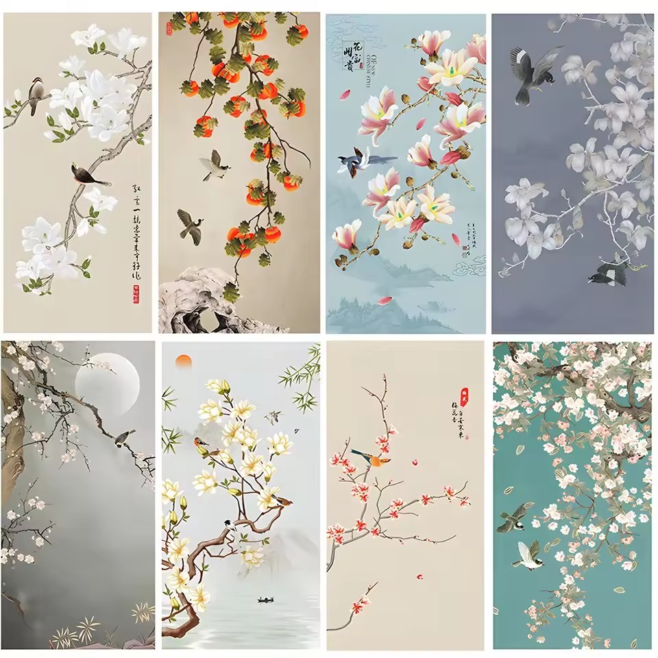

Chinese Simple Ink Art Canvas Poster Flower And Bird Wall Painting Prints Pictures Bedroom Corridor Living Room Decoration Mural