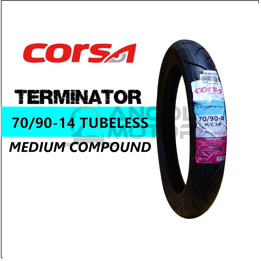 Corsa 70/90-14 Terminator Ban Tubeless Motor Matic Depan Belakang