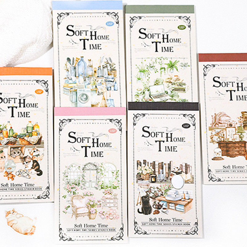 

Mr Paper 18pcs/bag Soft House Time Series Home Landscaping Dual Material Die-cut Sticker Book DIY Handbook Scrapbook Card