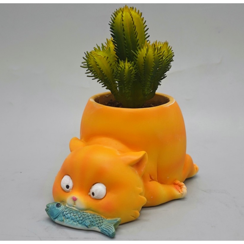 

Silicone mold for cats who like to eat fish, DIY production of resin and concrete vases, mini bonsai and cactus molds