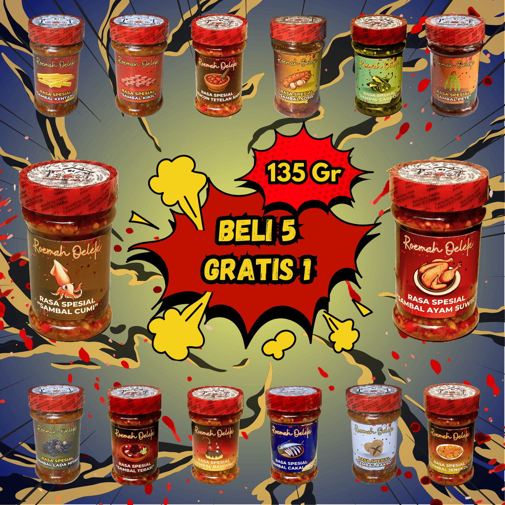 

[NEW VARIAN] Sambal Botol 135g - Roemah Oelek | Lauk Makan l Sambal Ayam Suwir | Sambal Baby Cumi | Sambal Bakso | Sambal Cabe Ijo | Sambal Cakalang | Sambal Jengkol | Sambal Kentang | Sambal Kikil | Sambal Lada Hitam | Sambal Pete | Sambal Terasi