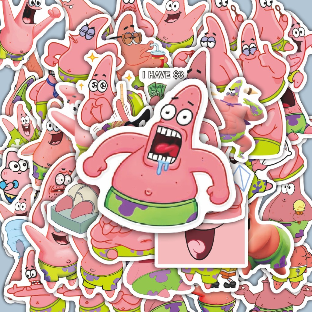 

100PCS Lucu Stiker Kartun Patrick Star V1 Stiker Aesthetic Stiker Anti Air Stikers Berperekat Waterproof sticker decal buat Motor Helm Buku Journal Koper Casing HP Laptop Botol Minum Hadiah anak