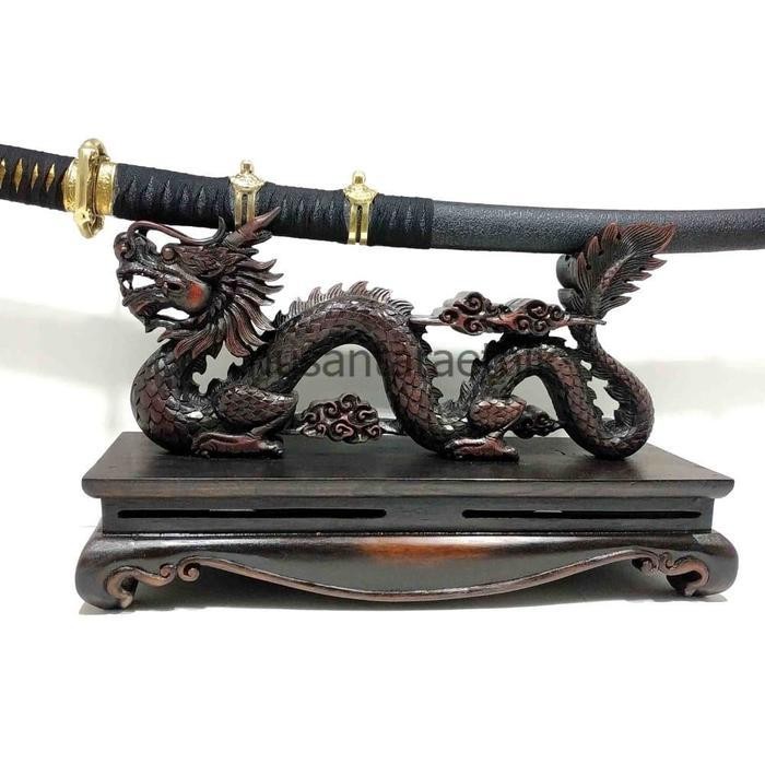 Stand Jagrak Ukir Naga Dudukan Pedang Antik Unik