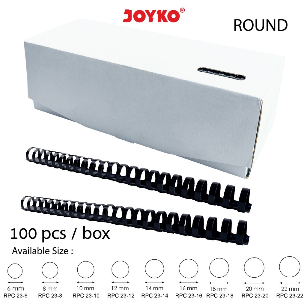 

Joyko Binding Ring Plastic Comb Spiral Jilid Round F4 1 Box 100 Pcs