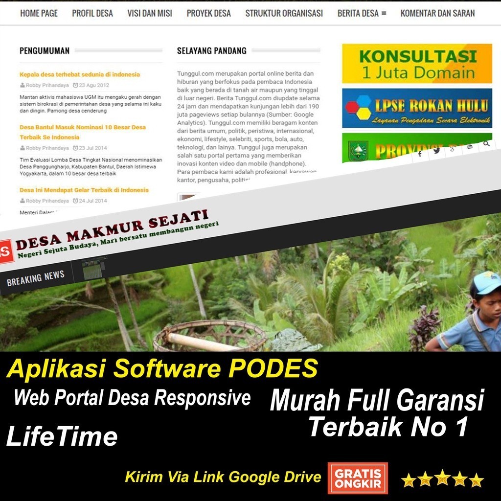 Aplikasi Software PODES Web Portal Desa Responsive BGW BGC