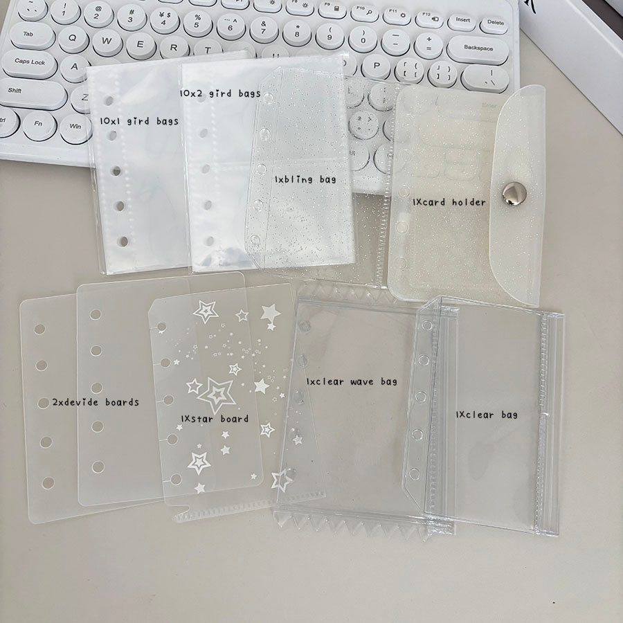 

SKYSONIC 9pcs/Pack M5 Supplies, Cards Bag Holders, Full Set Different Binder Holder, 10pcs Sleeves, Bling Bags