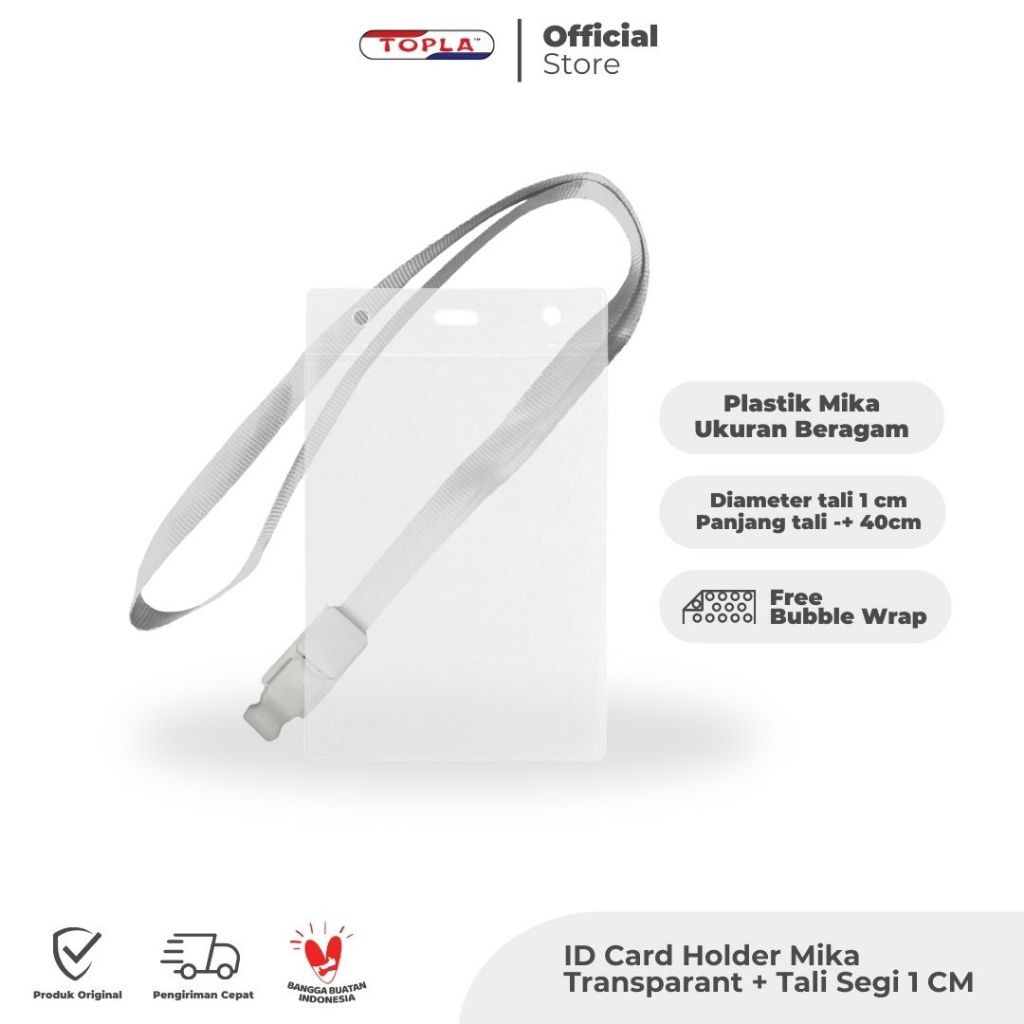 

TOPLA ID CARD MIKA + Tali Segi 1 CM/ Name Tag Panitia/ Plastik Mika