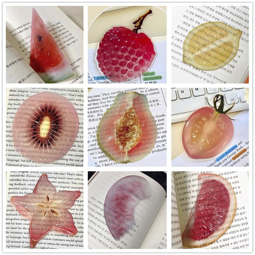 

1pc Cute Creative Fruit Bookmark Clear Colorful Acrylic Artificial Apple Lemon Kiwi Papaya Tomato Peach Grapefruit Funny Note