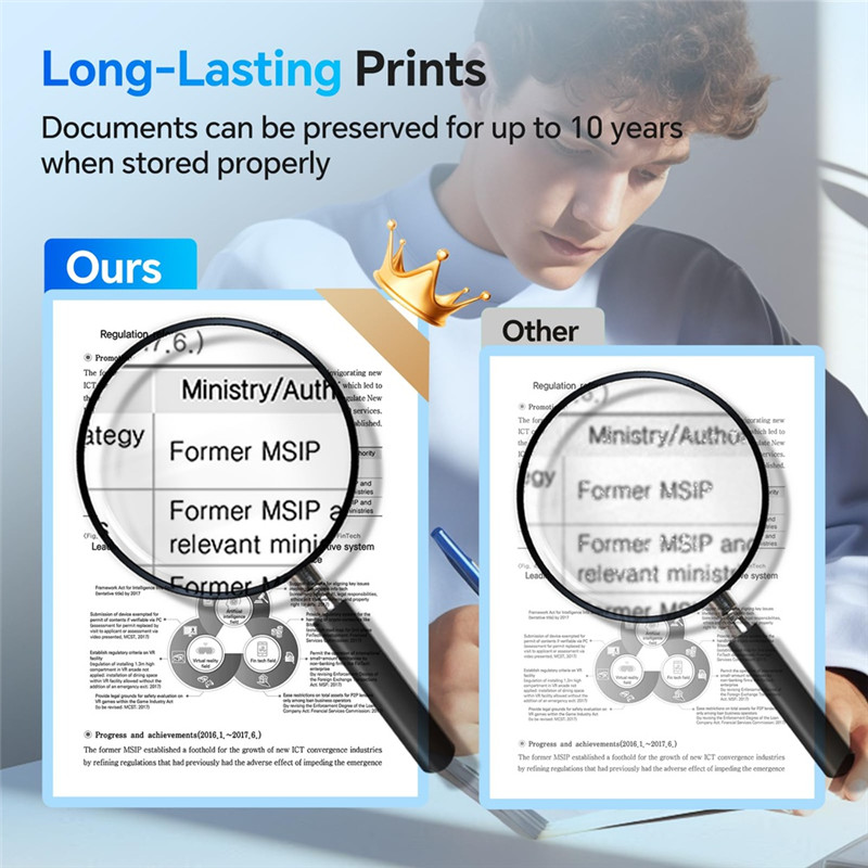 

Thermal Paper 8.5 X 11 Letter Size For Portable Thermal Printers Thermal Printer Paper For M08F-Letter, D810, M832, M834, A285M