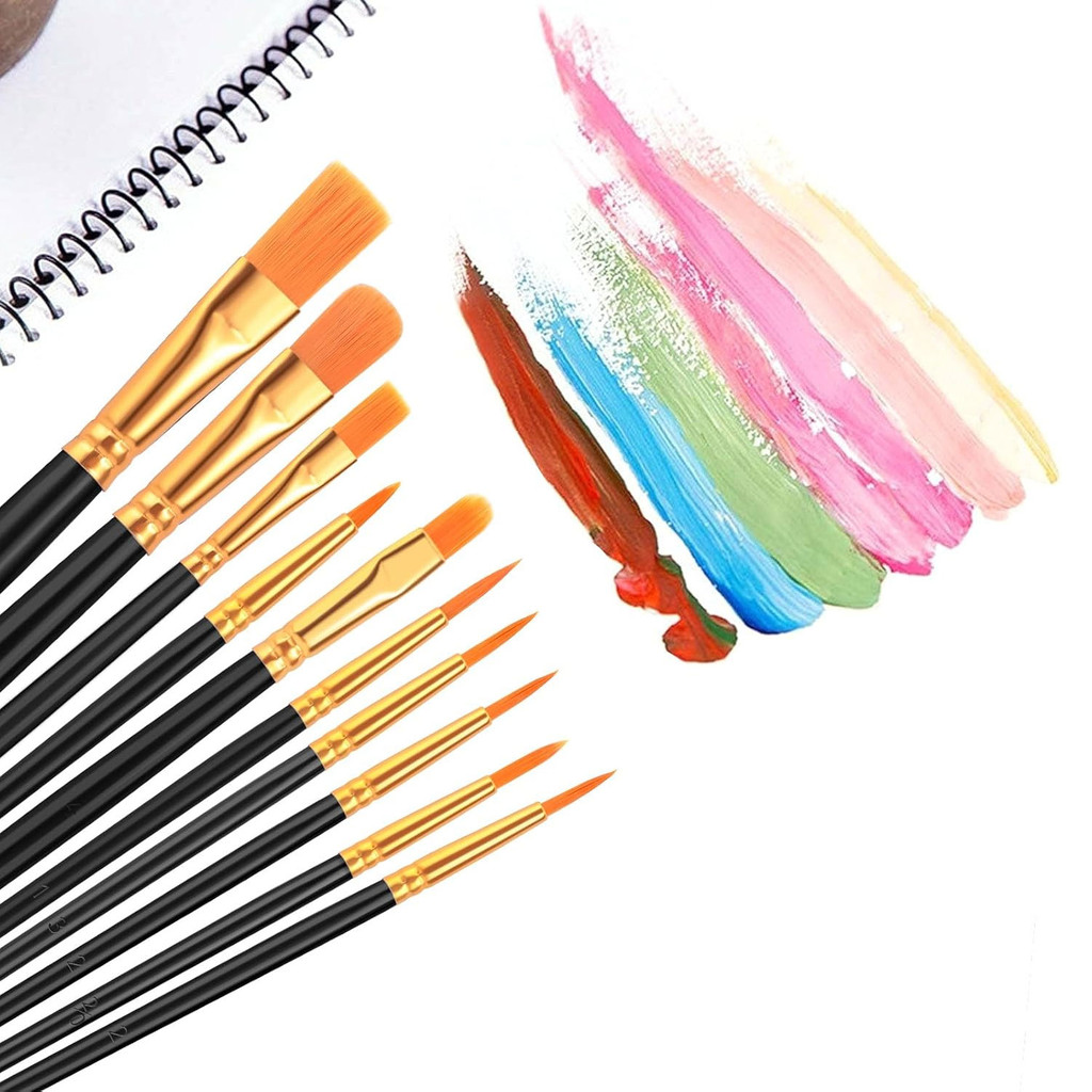 

Artist Paint Brushes Set of 24 - Premium Wood Handle Flat Fan Brushes for Acrylic, Watercolor, Nail Art - No Shedding