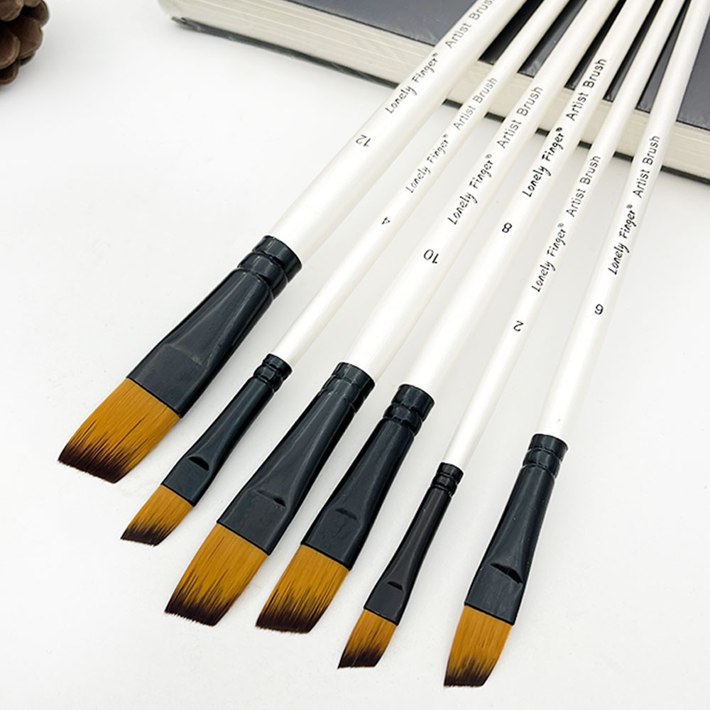 

Angular Paint Brushes Set, 6Pcs Angled Paintbrushes for Acrylic Oil Watercolor Gouache Painting, Nylon Angle Shader Brush