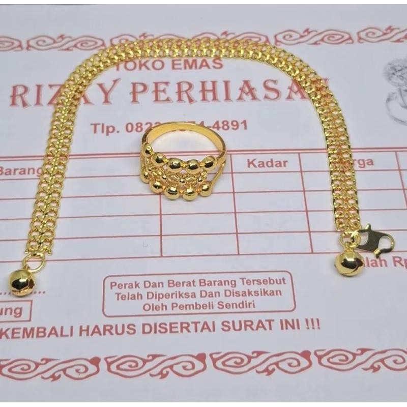 HOT DEALS Gelang Tikar Lapis Emas 3gram Free Cincin Ada Surat Toko Perhiasan