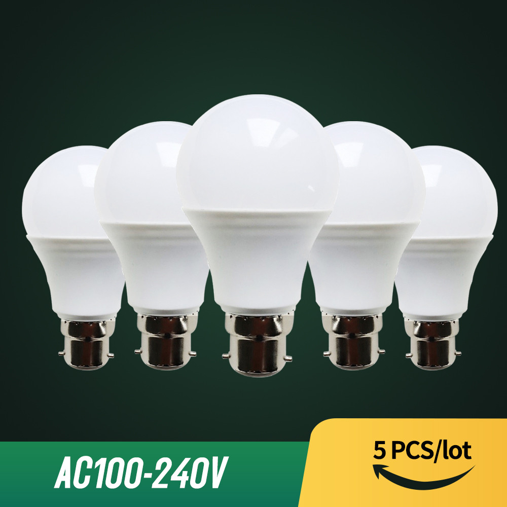 5pcs/lot LED Bulb B22 Bayonet Lamps 6W 9W 12W 15W 18W 21W Lampada LED Light AC 110V 220V 230V 240V B