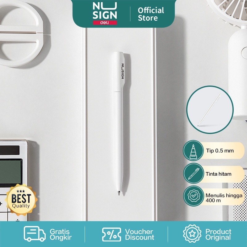

Ready Deli Nusign Gel Pen / Pulpen Gel Putar 0.5mm Tinta Hitam, 3 Warna Soft NS552