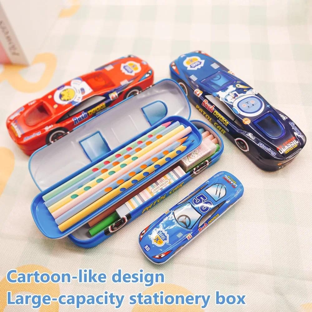 

2PCS Racing Car Pencil Case Set Cool & Functional Storage Double-Layer Design | Durable Metal Case | Perfect Gift for Boys