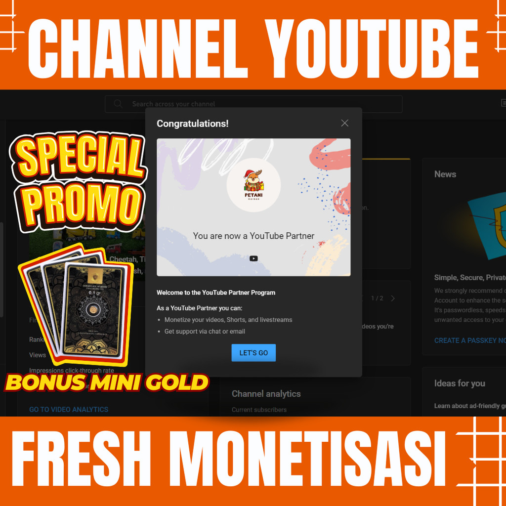 JUAL CHANNEL YOUTUBE SUDAH MONETISASI (FRESH) 