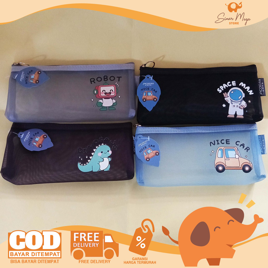 

FANCY Kotak Tempat Pensil Resleting Jaring Jala JC-6219 - Pencil Case Mesh Zipper Murah