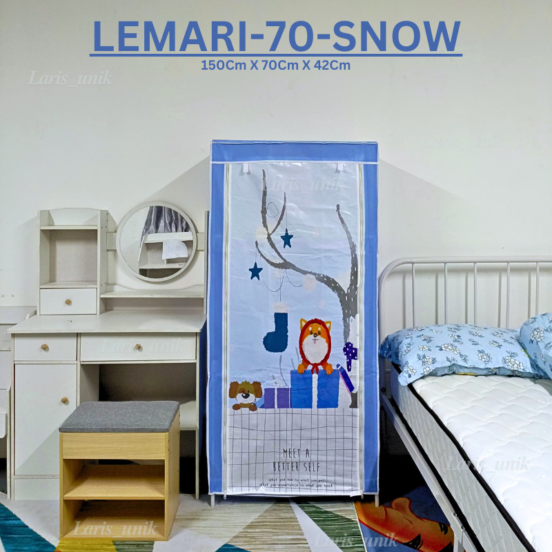 Lemari Pakaian Rak Baju Lemari Baju Portable Dengan gantungan Ada Resleting Lemari Kain