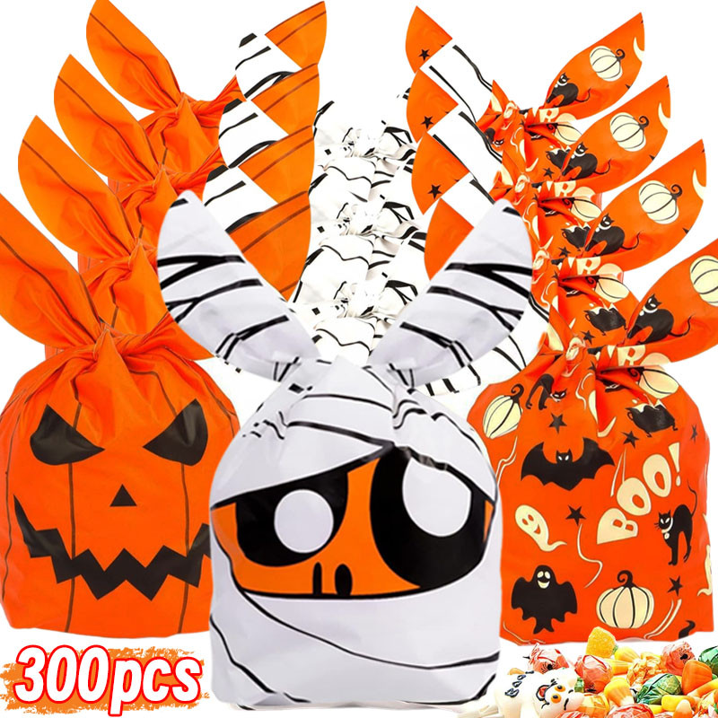 

Rabbit Ear Halloween Candy Bags Bat Pumpkin Ghost Cookies Bag Gift Packaging Halloween Party Decoration for Kids Favors Supplies