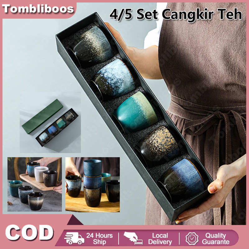 

Tombliboos 4-5Pcs Set Cangkir Teh Aesthetic Set Hadiah Cangkir Teh Set Cangkir Keramik Cantik Hampers Cangkir Teh Dan Kopi Set Kotak Hadiah Cangkir Teh Kreatif Keramik Hadiah Liburan