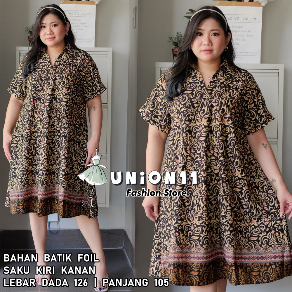 [𝗗𝘆𝗻𝗮𝗿𝗮] DRESS BATIK JUMBO WANITA / DRESS JUMBO WANITA LD 126 / BAJU JUMBO WANITA / BAJU KERJA WANIT