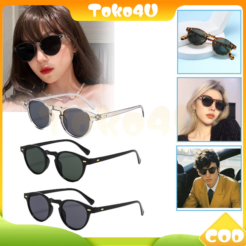 kacamata hitam retro gaya bulat kecil/kacamata hitam retro gaya wanita / kacamata gaya cassual pria/